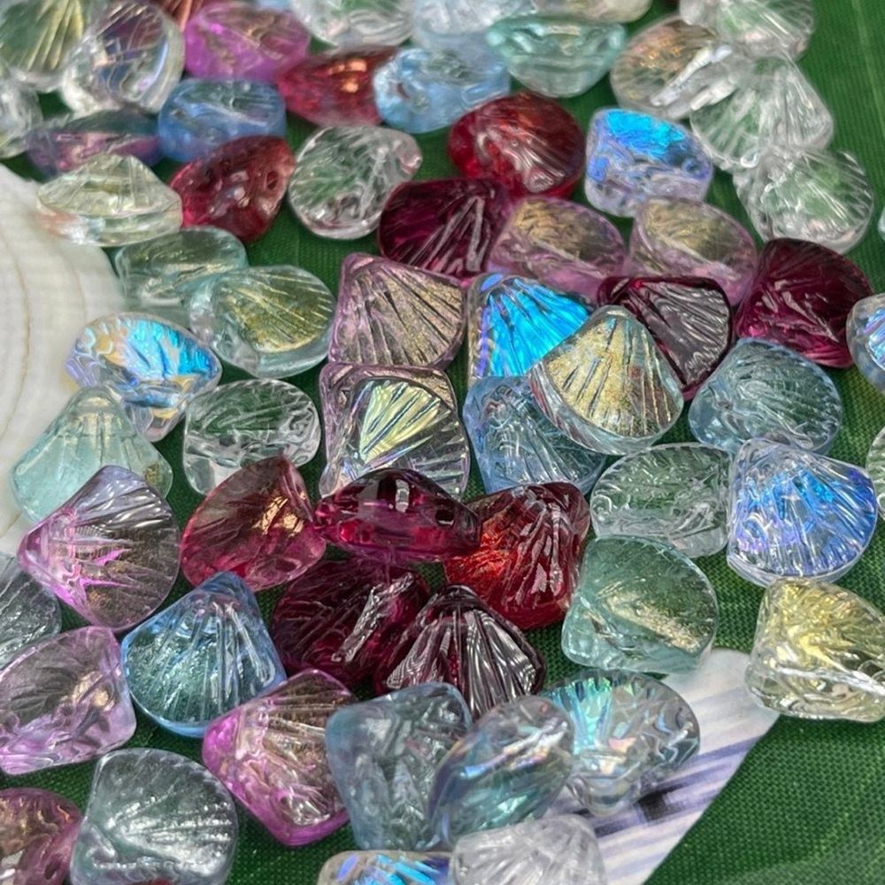 10mm Seashell Glass Crystal Top Drilled Shell Beads Jewelry Making DIY Mixed LOT